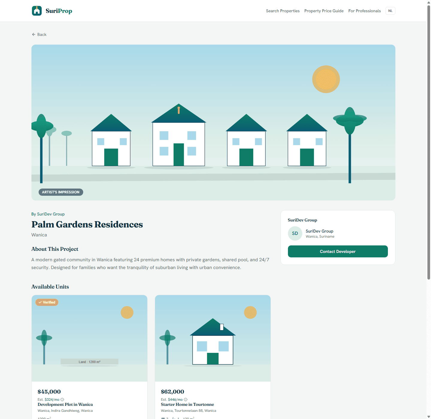 Present the project as a structured sales page
