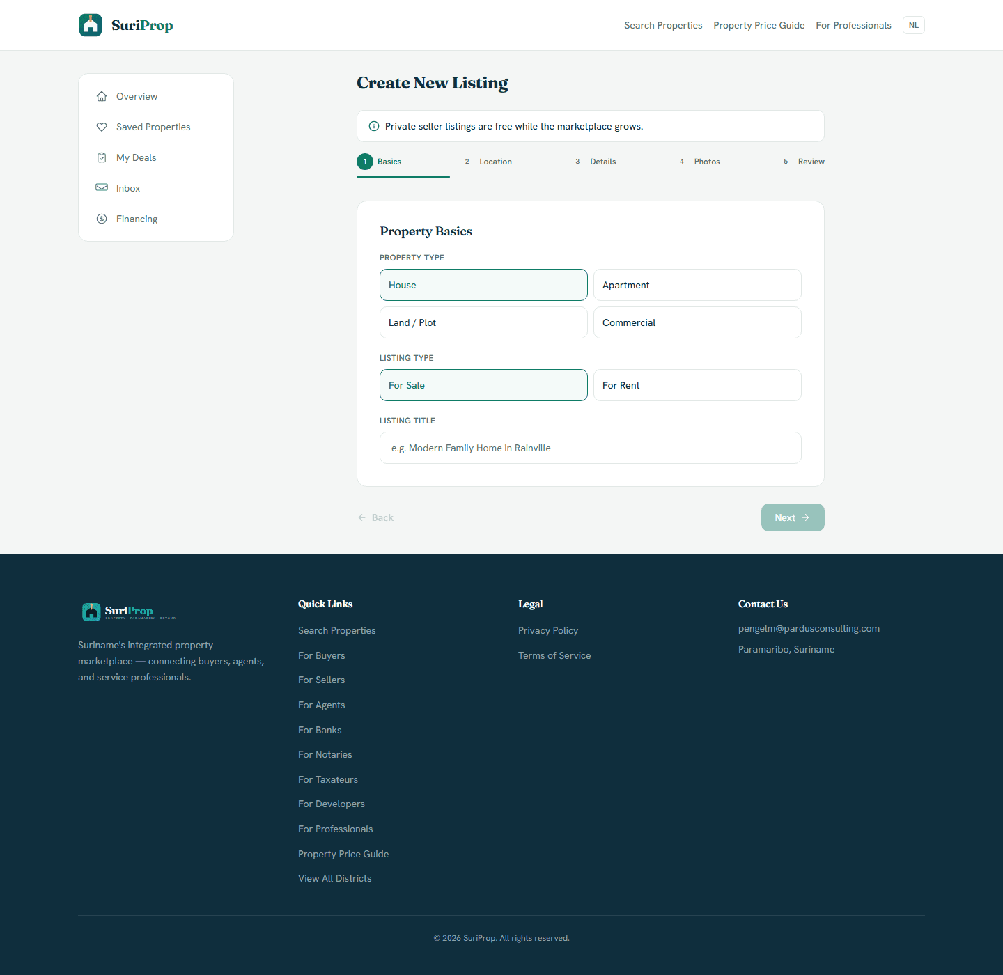Listing workflow